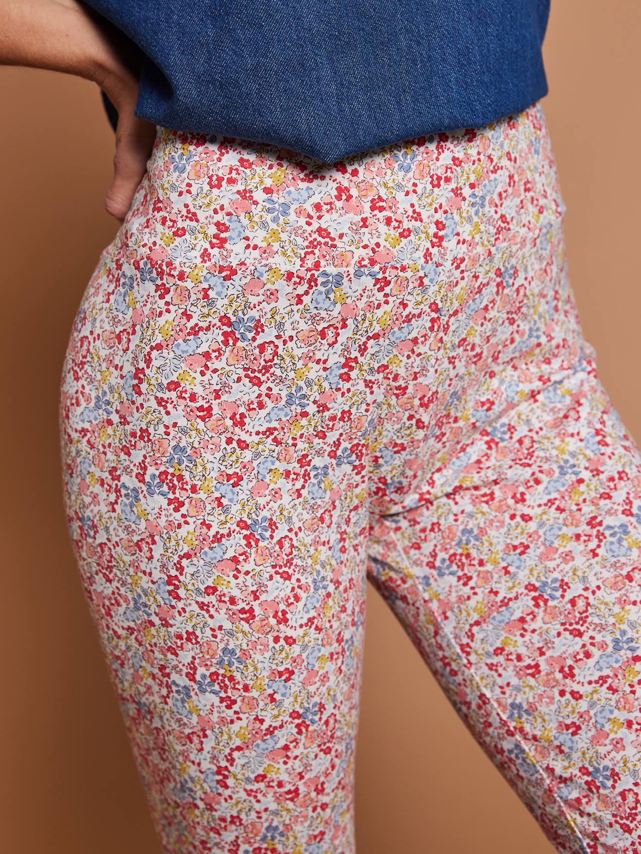Legging voor dames met bloemenprint van biologisch katoen meerkleurig