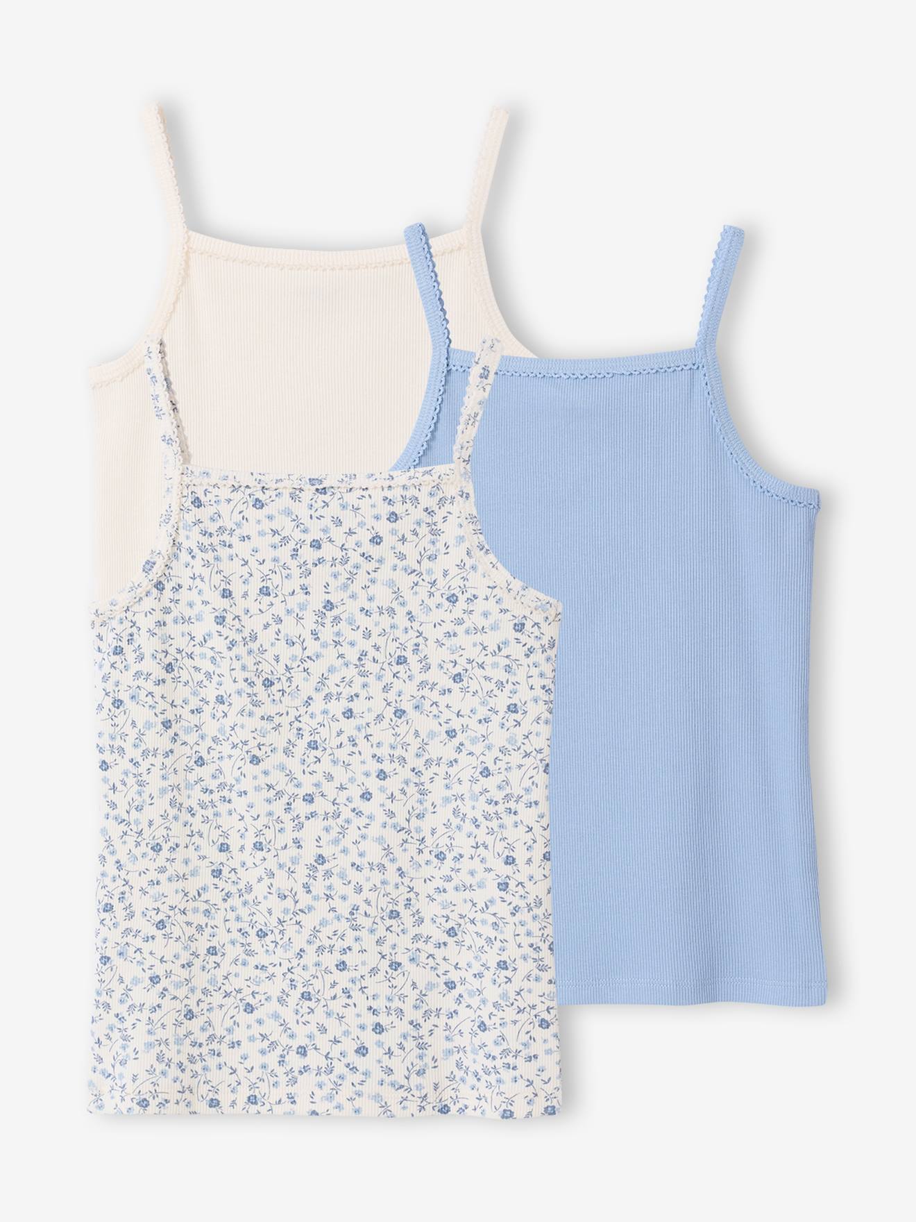 Set van 3 hemdjes met ribbels voor meisjes ecru
