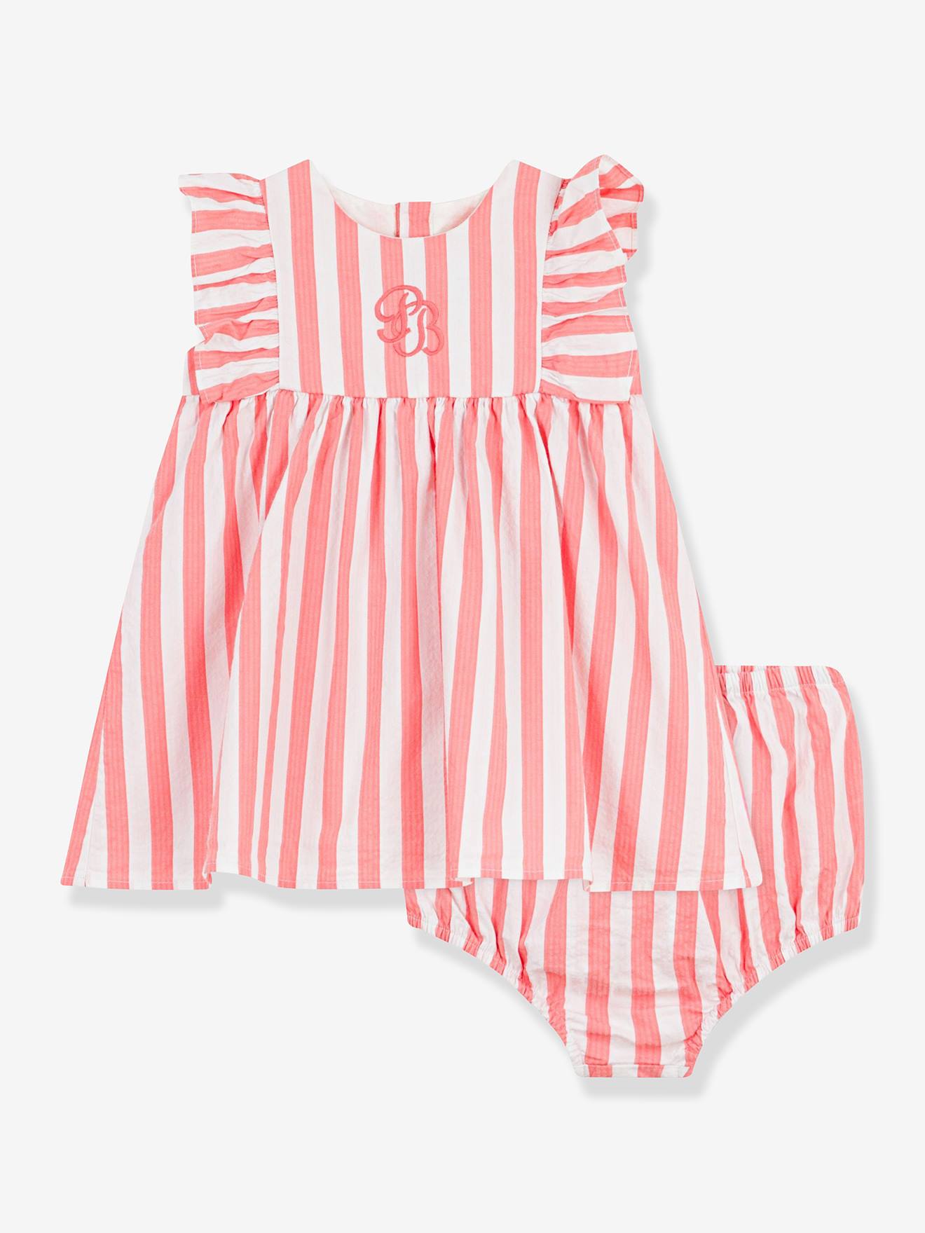 Set jurk zonder mouwen en bloomer baby abrikoos