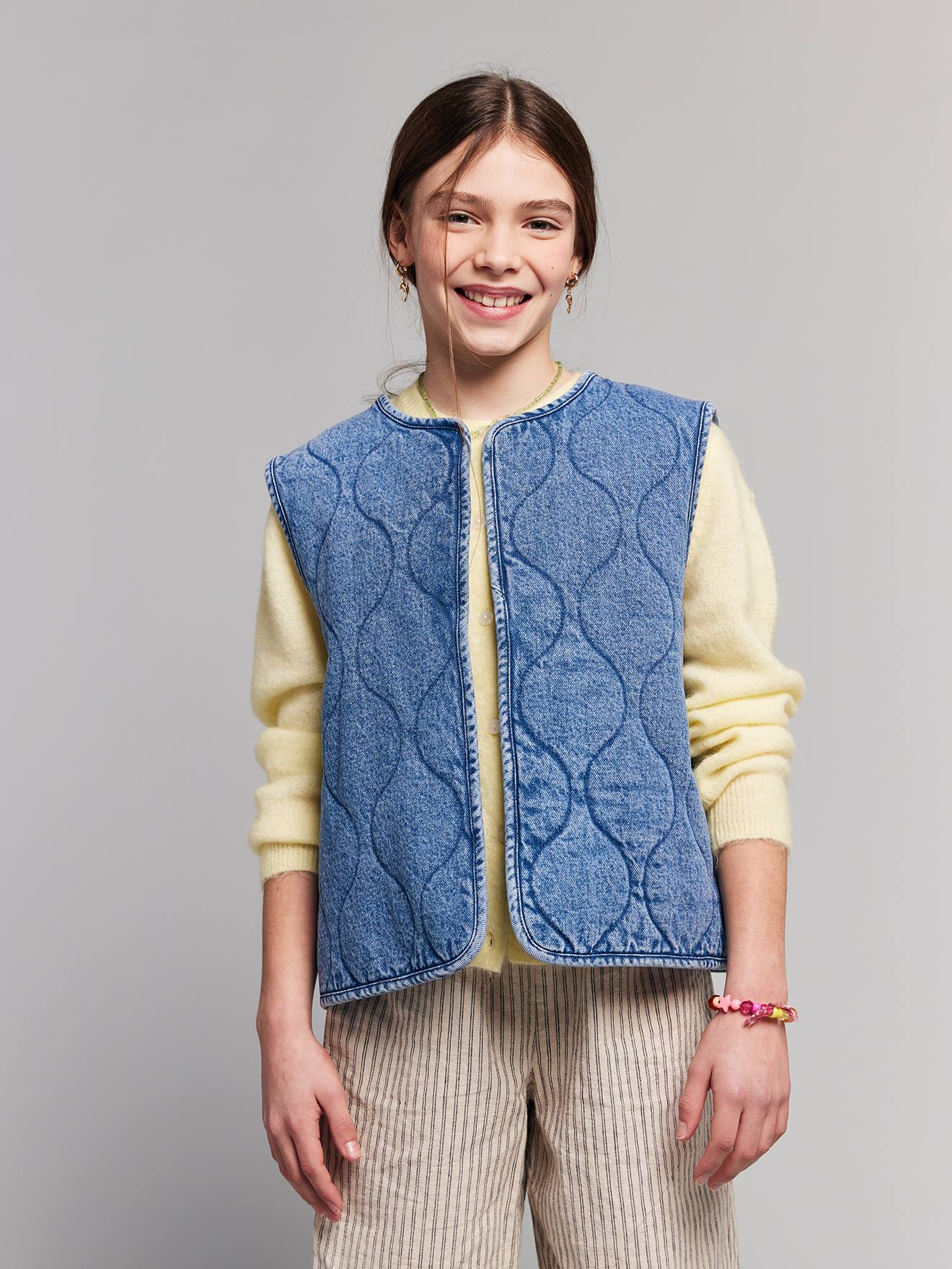 Denim jas zonder mouwen middenblauw