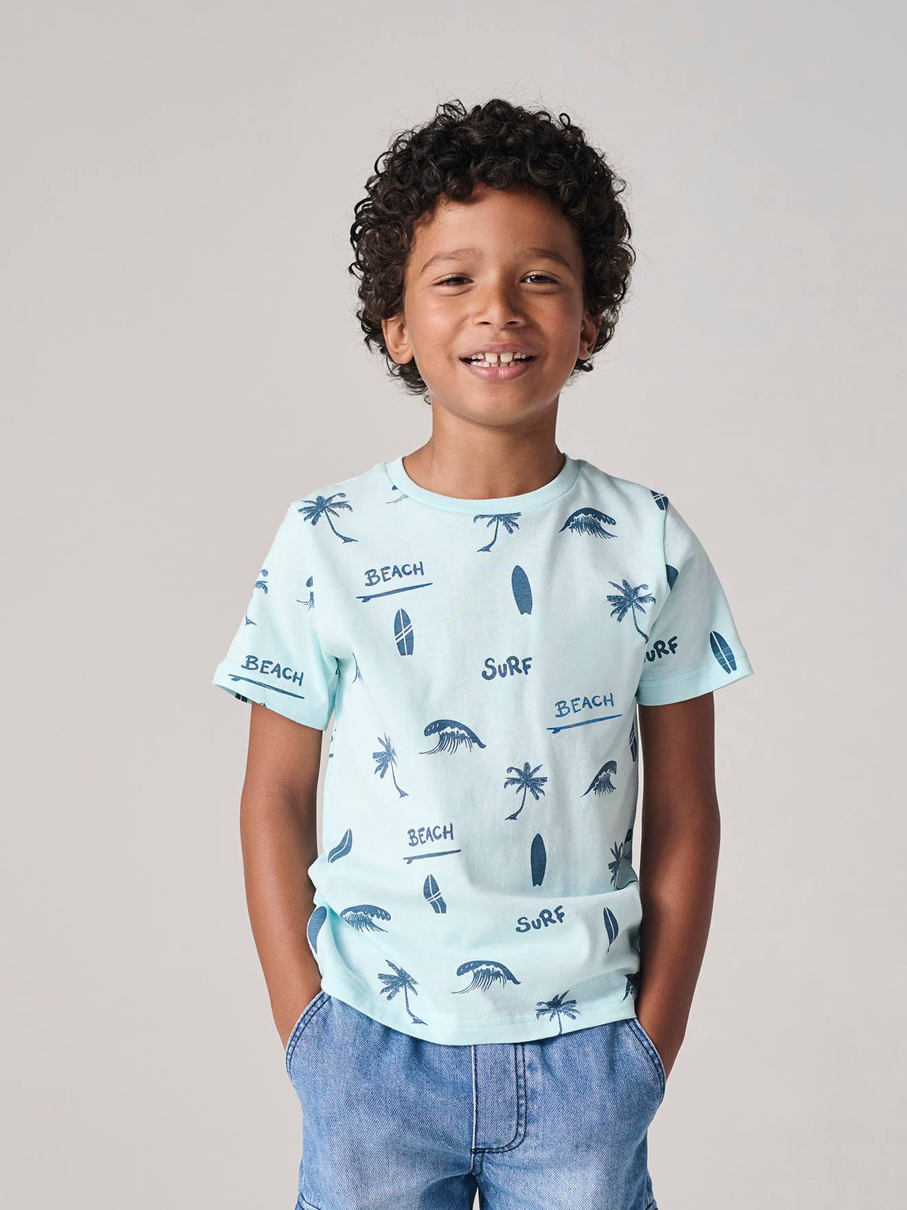 T-shirt voor jongens met print mintgroen