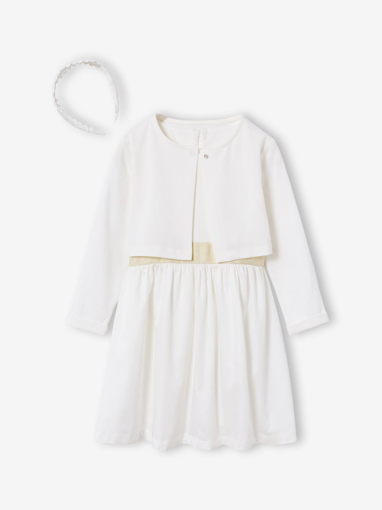 Set met skaterjurk bolero en haarband wit