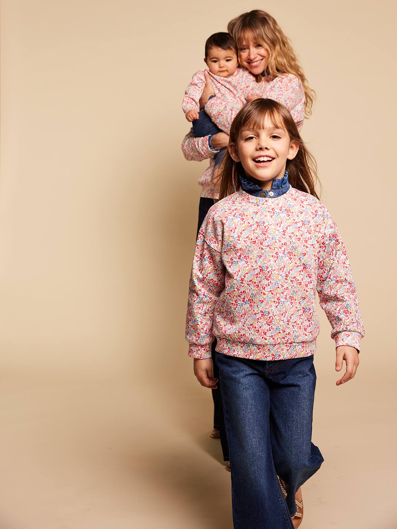 Sweater voor meisjes met bloemenprint meerkleurig