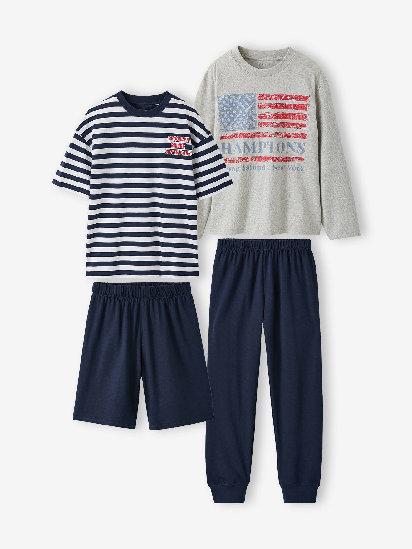 Set van 2 korte en lange pyjama's marineblauw