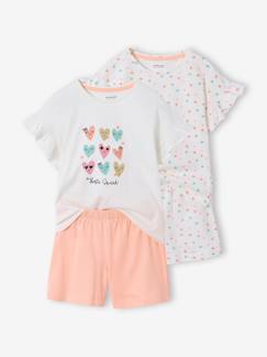Meisje-Set van 2 pyjamashorty's met hartjes