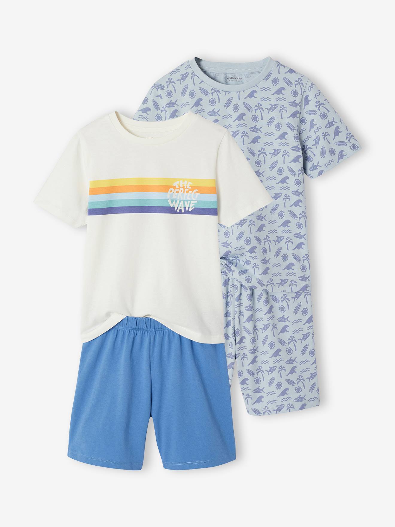 Set van 2 pyjamashorts surf hemelsblauw