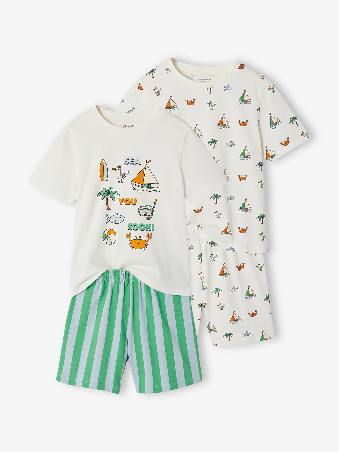 Set van 2 pyjamashorts ecru