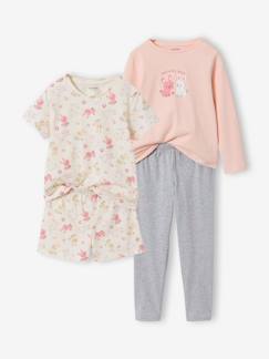 Meisje-Set van 2 korte en lange pyjama's met konijntjes