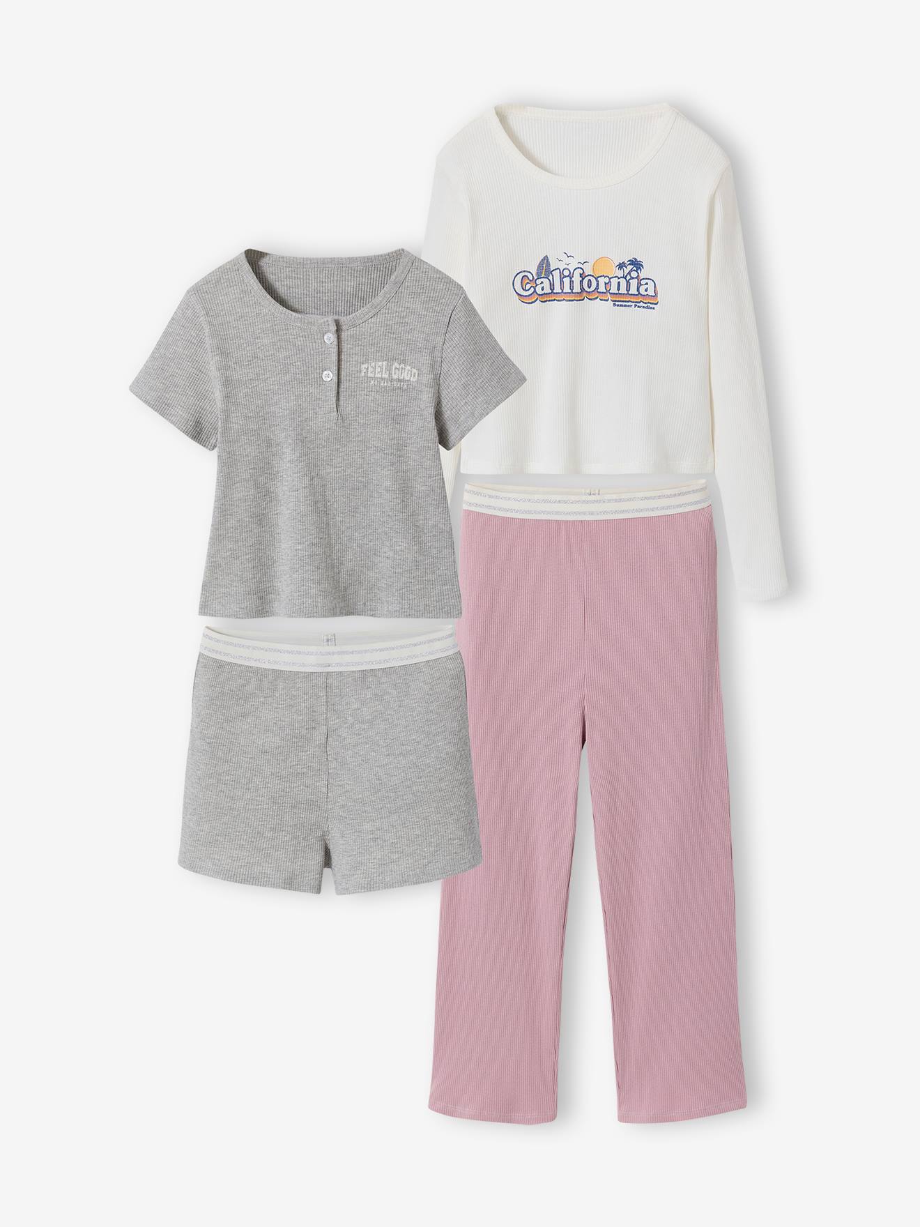 Set van 2 korte en lange pyjama's gemêleerd grijs