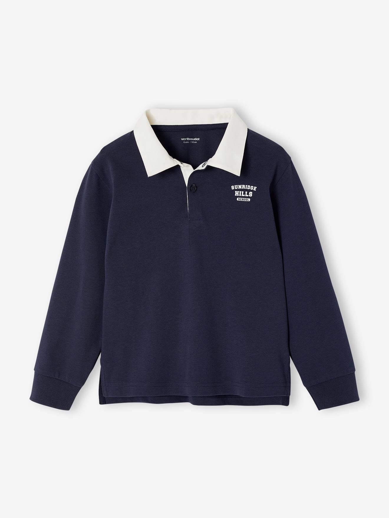 Gestreepte polo voor jongens marineblauw