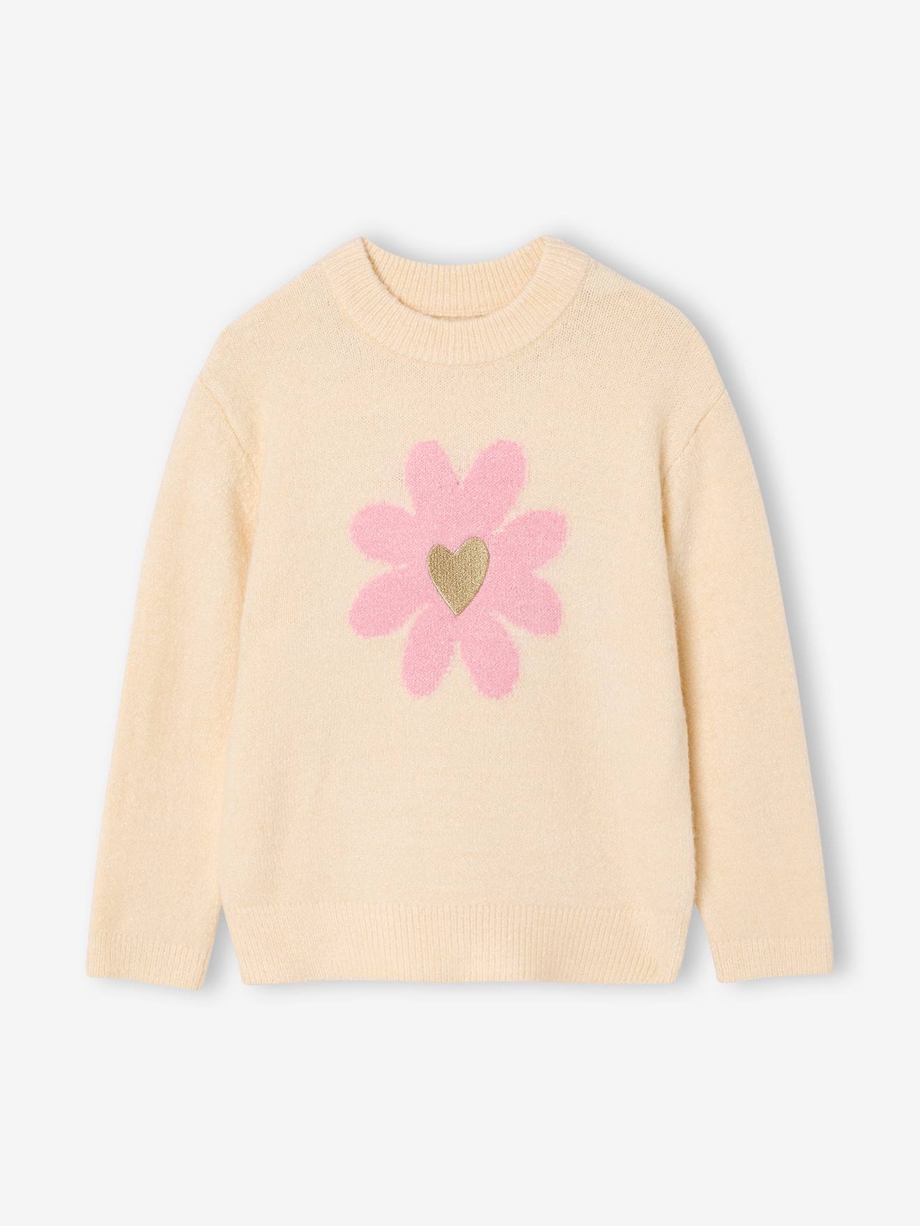 Trui met bloemen vanille