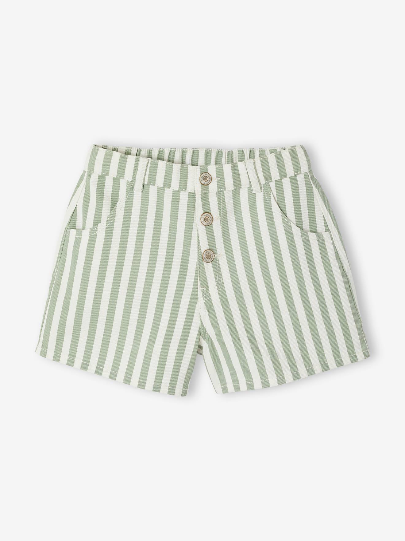 Twill short voor meisjes saliegroen