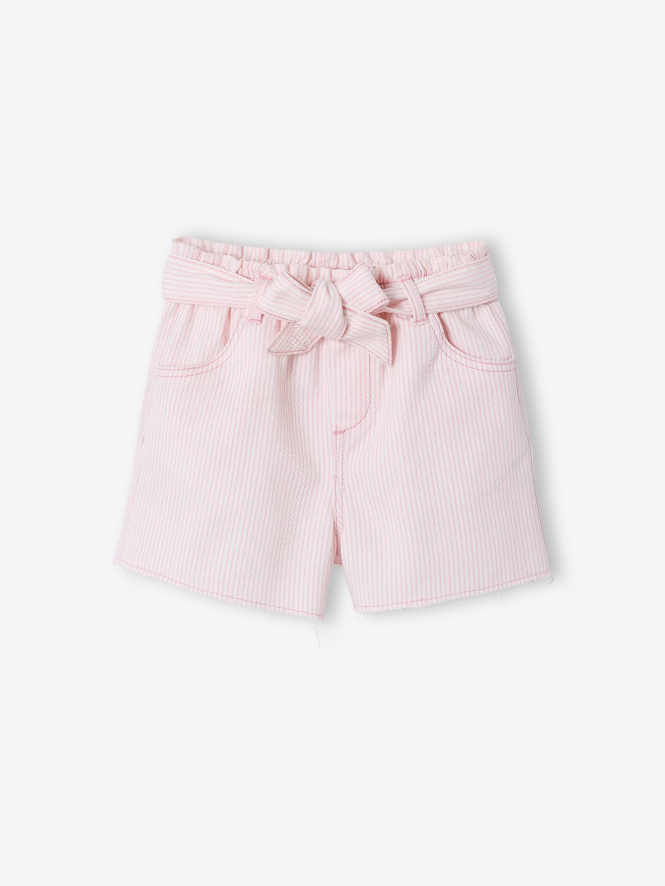 Short voor meisjes van twill met riem om te knopen rozen