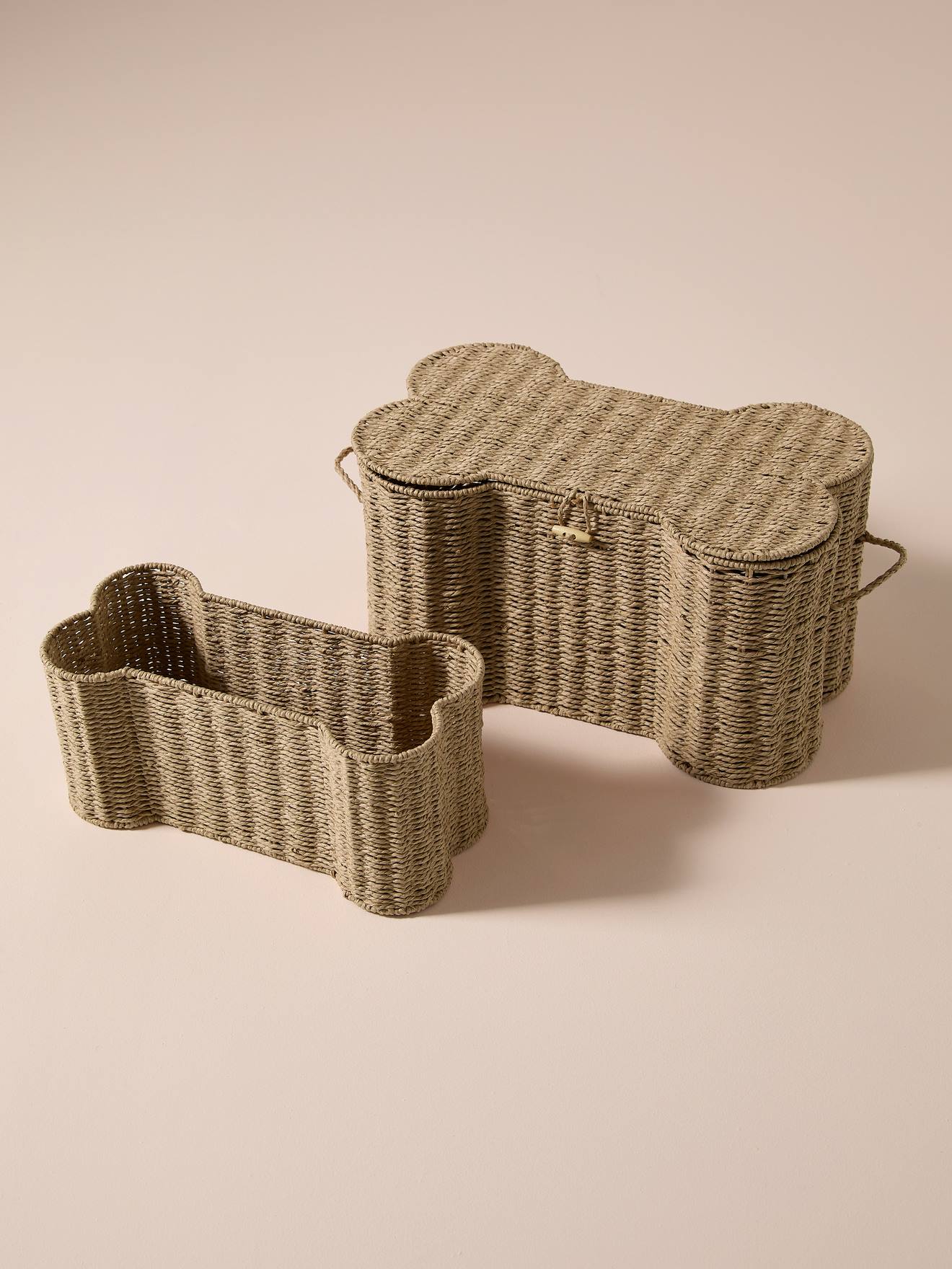 Set van 2 speelgoedkoffers touw in botvorm beige