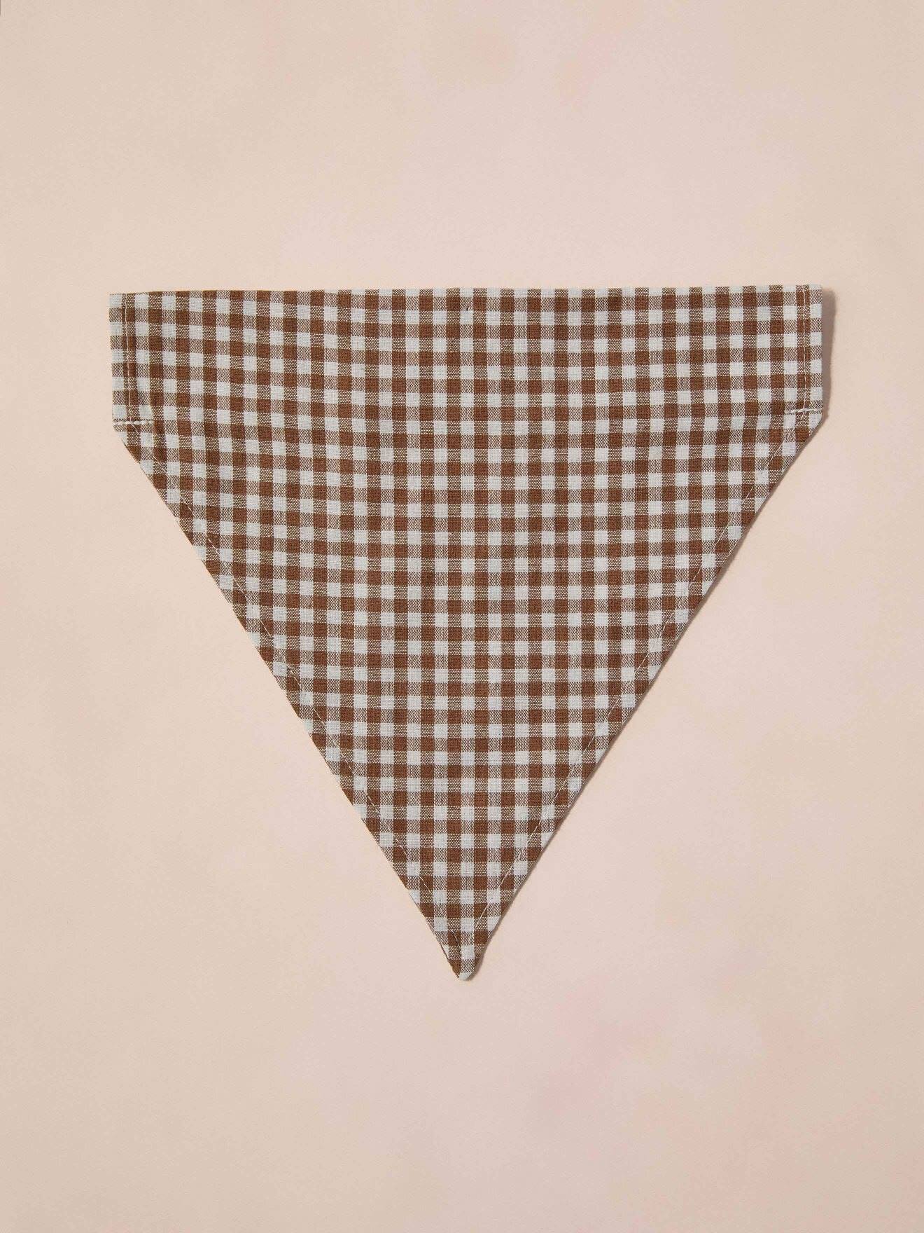 Bandanaslabbetje hond katoen beige, geruit