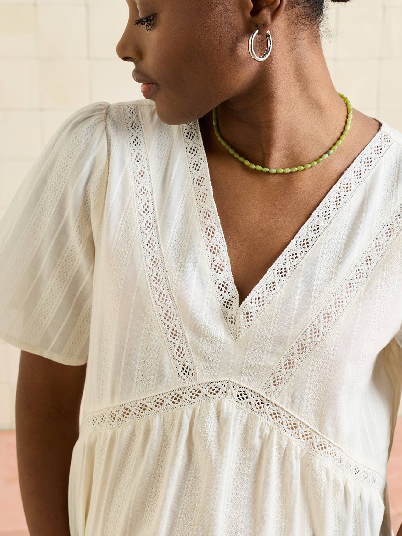 Zwangerschapsblouse met V-hals ecru