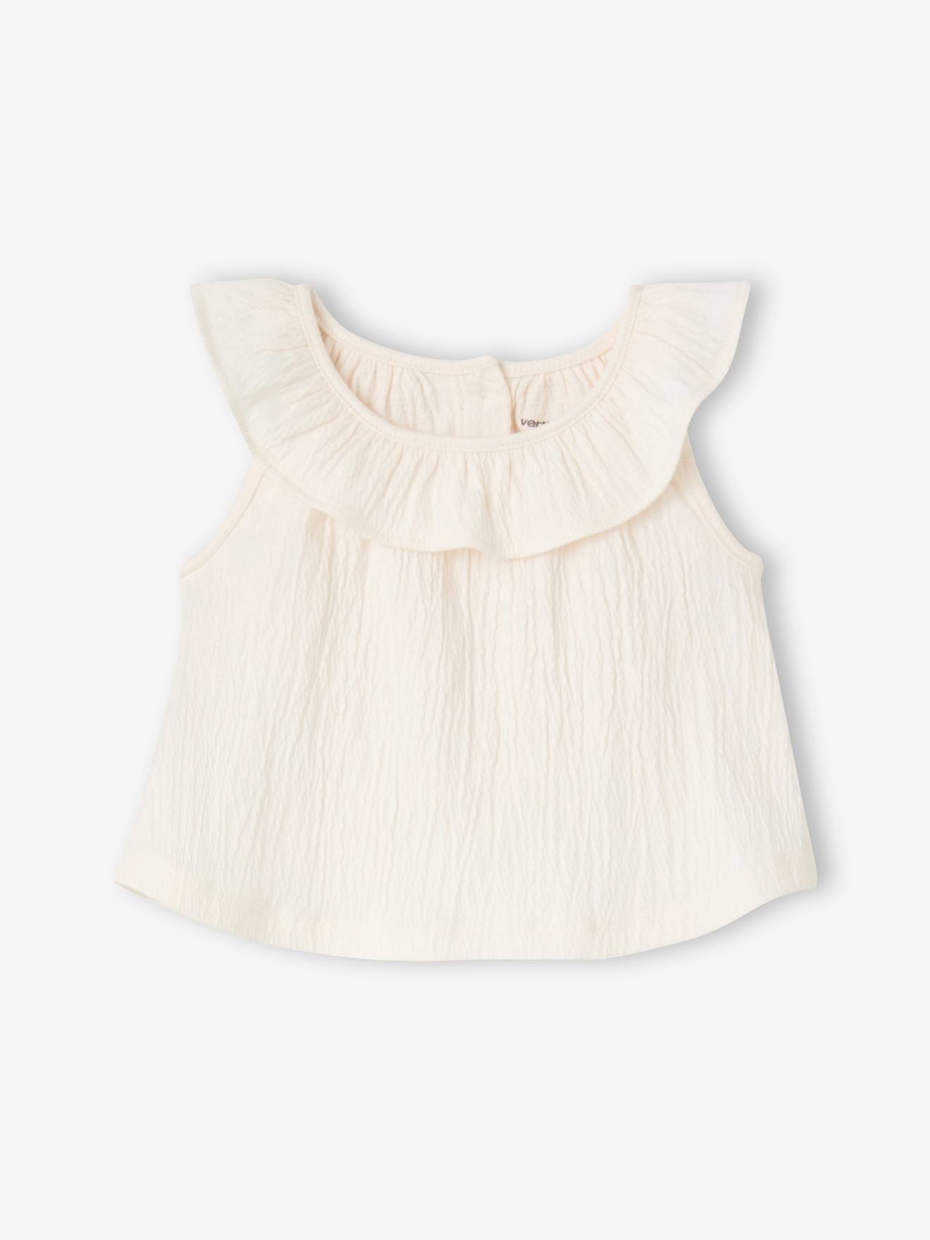 Mouwloze t-shirt voor babymeisjes ecru