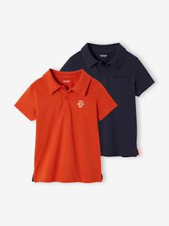 Jongens-Set van 2 effen polo's voor jongens met korte mouwen