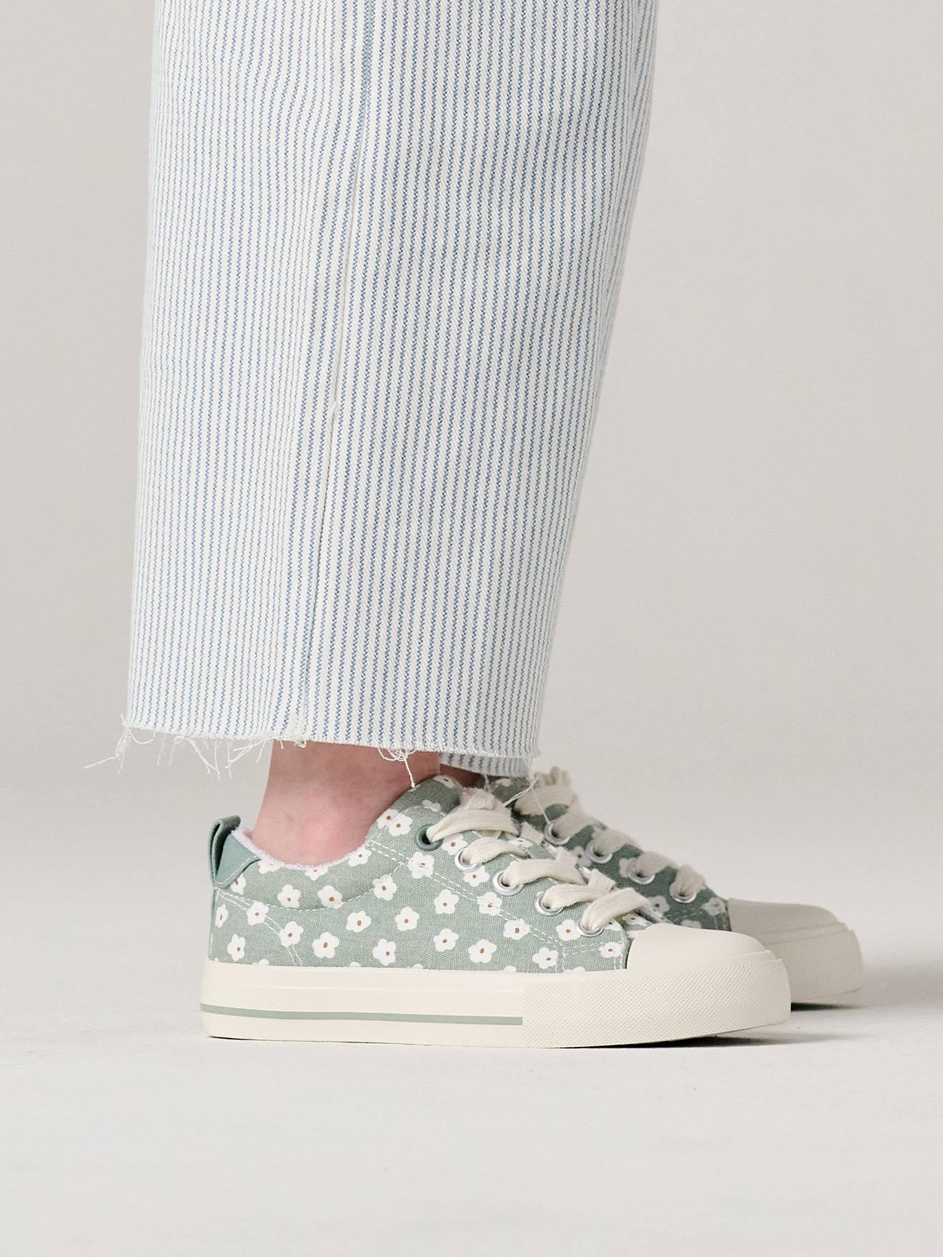 Stoffen decoratieve sneakers voor meisjes groen, bedrukt