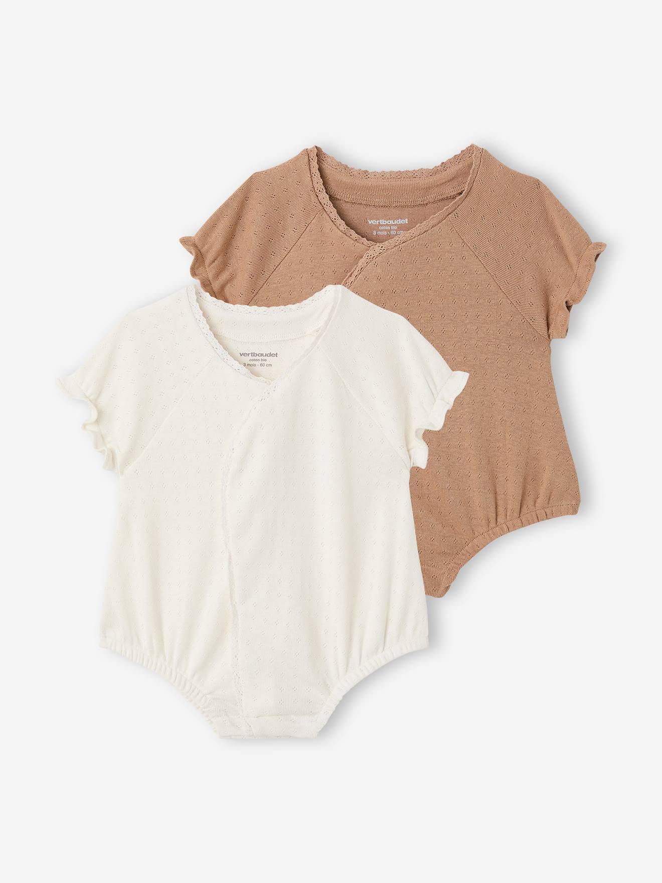 Set van 2 combishorts voor babymeisjes ecru
