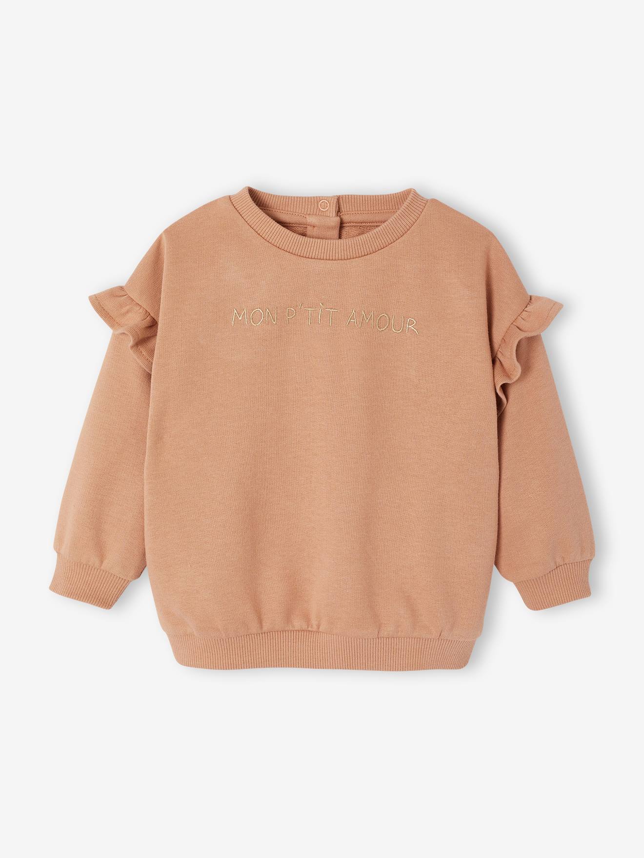 Personaliseerbare sweater voor babymeisjes pecannoot