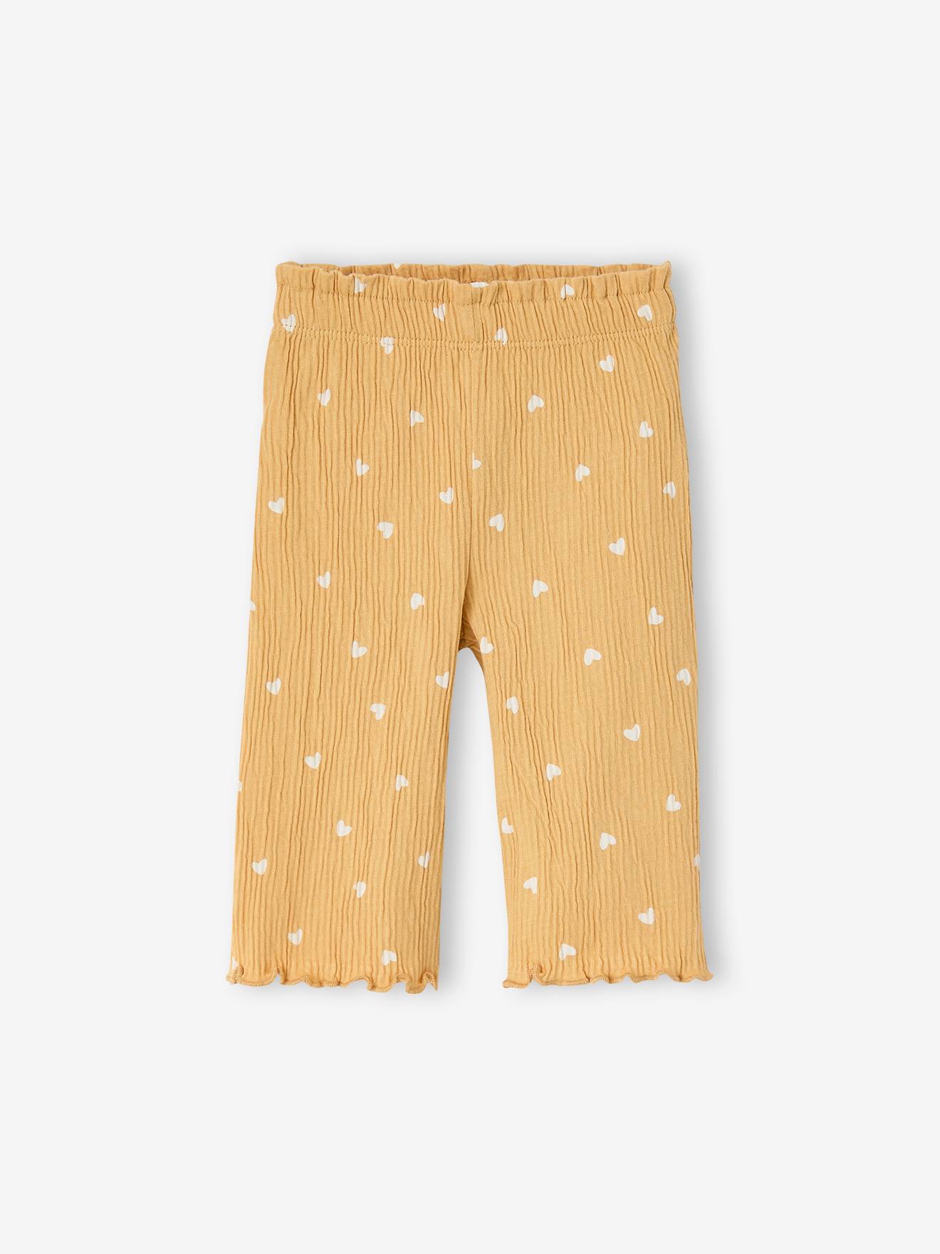 Wijde broek baby meisjes jersey mosterdgeel