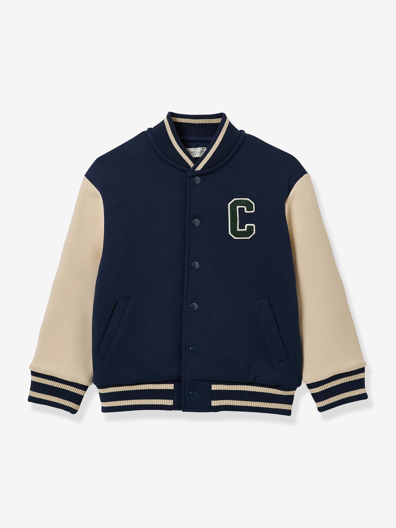 Teddyjas in collegestijl marineblauw