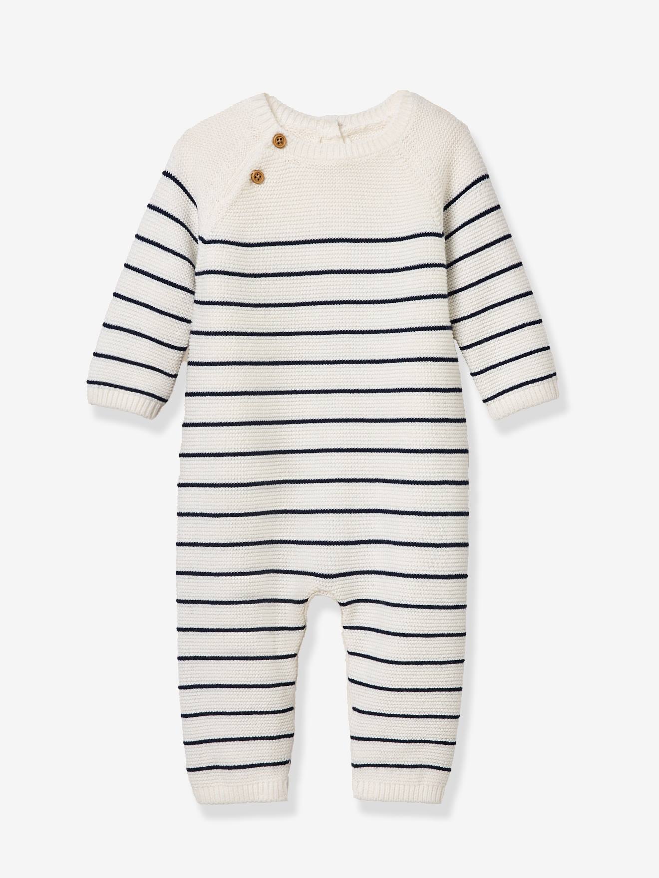 Babypakje met marinièrestreep marineblauw