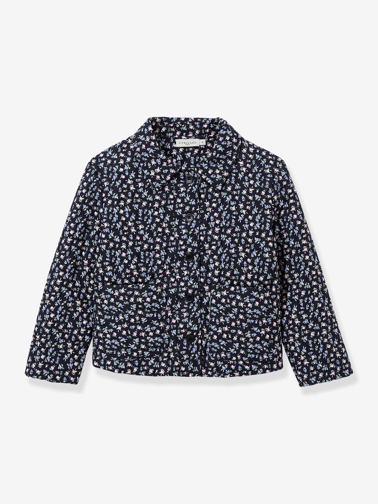 Jas met bloemenprint blauw