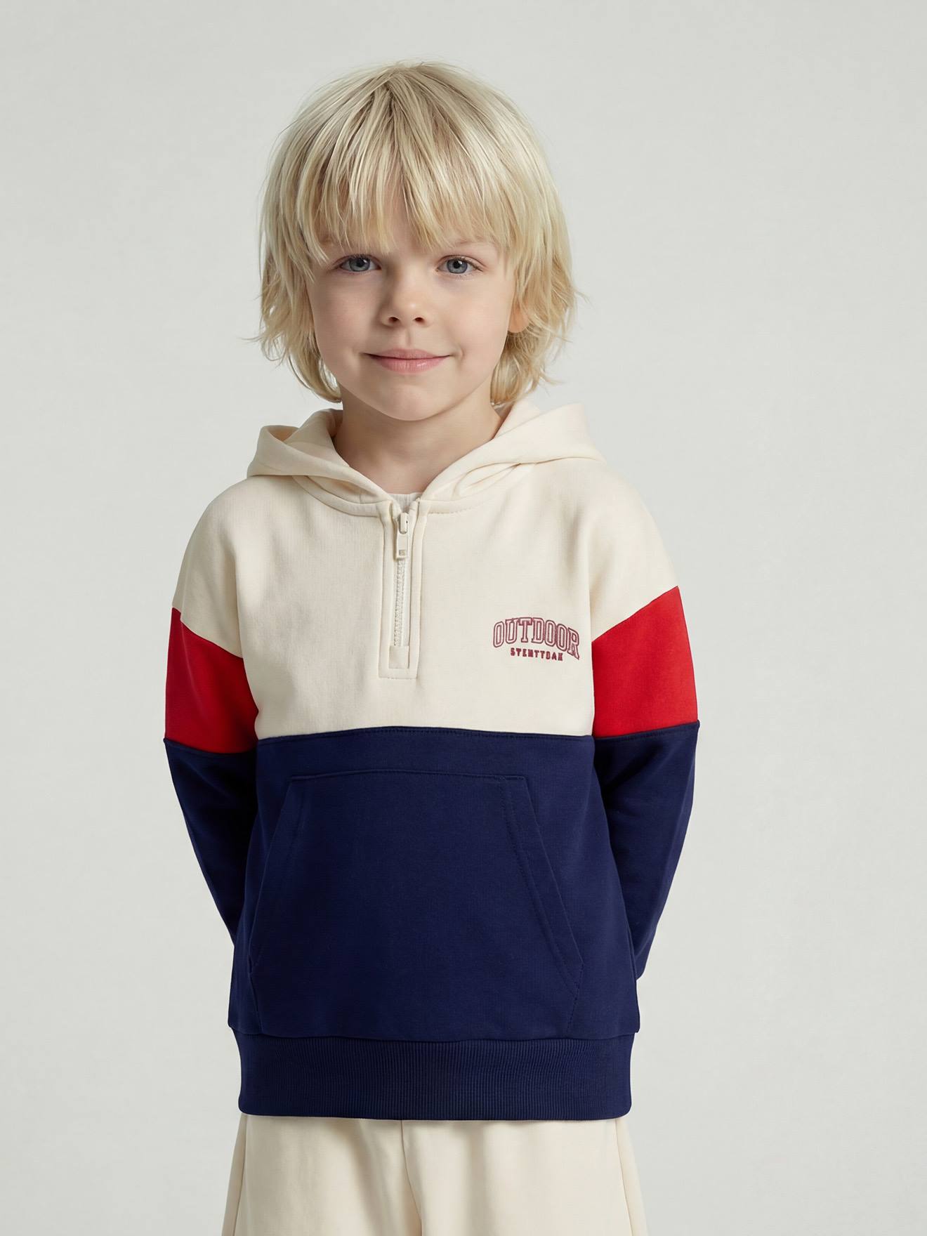 sweater met capuchon voor jongens met colourblocking rood