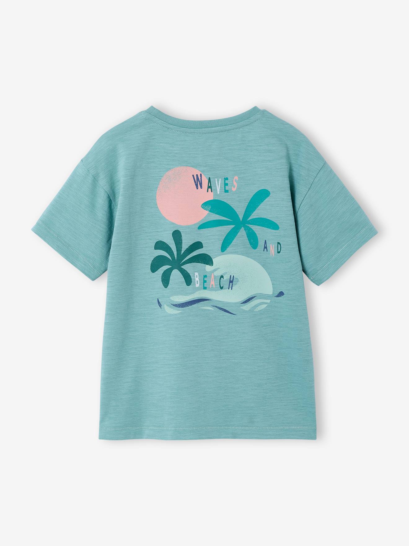 Jongensshirt met maxi motief op de achterkant saliegroen