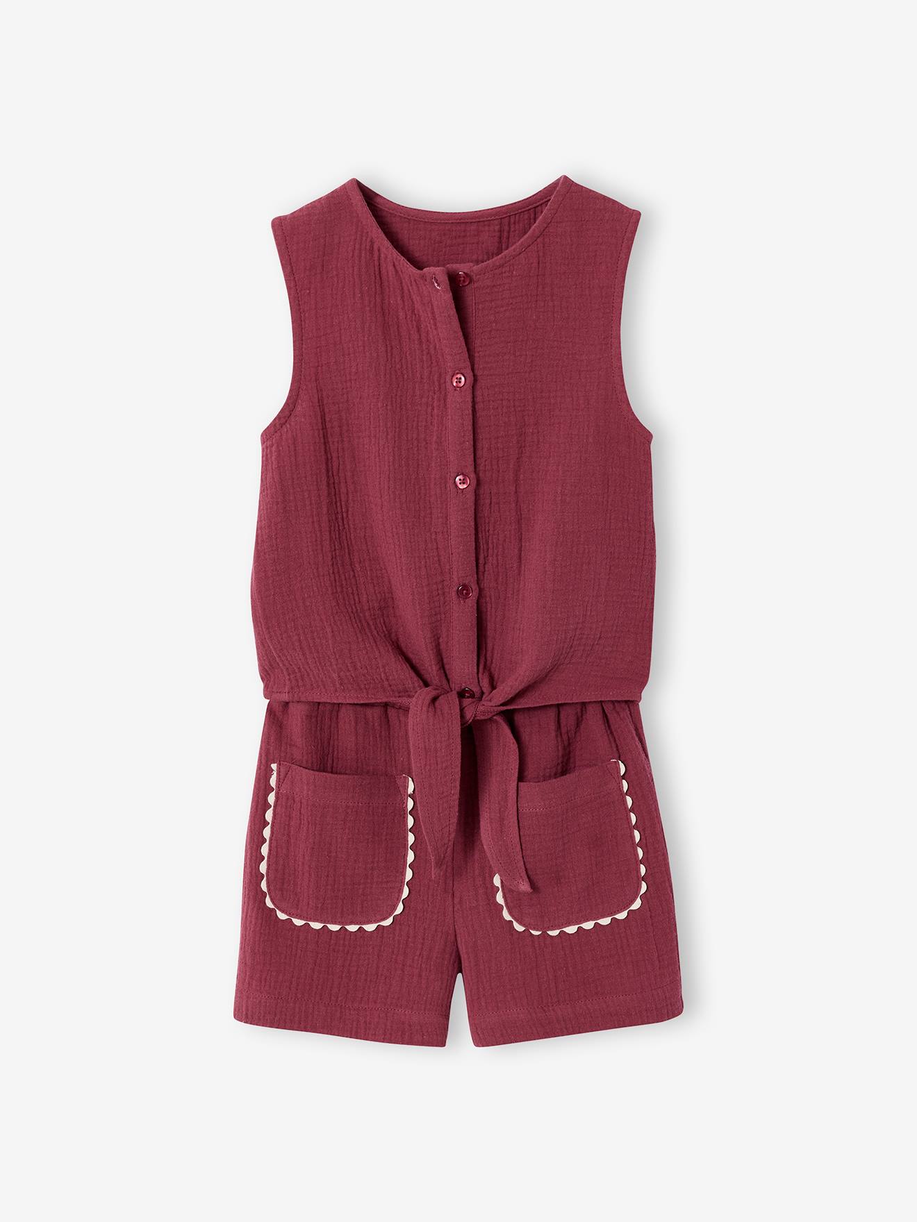 Set met short en top meisjes van katoengaas terracotta