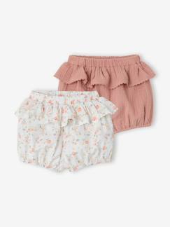Baby-Set van 2 katoenen bloomershorts voor babymeisjes