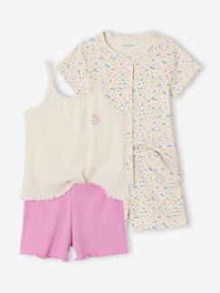 Set van 2 pyjamashorts met rib en bloemen  - vertbaudet enfant
