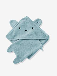 Baby-Badcape + washandje van biologisch katoen