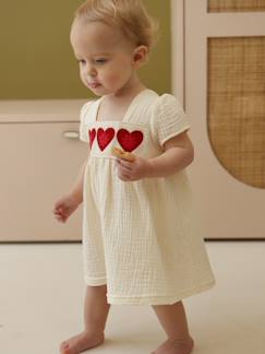 Baby-Gehaakte jurk met hartjes voor babymeisjes