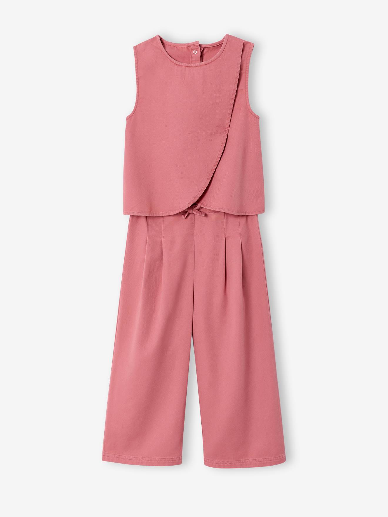 Set met korte broek en gekruiste top oudroze
