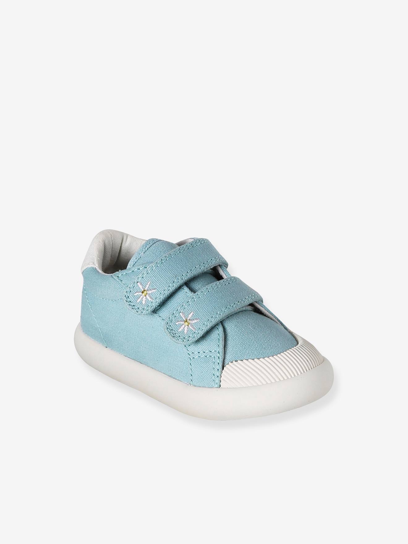 Stoffen tennisschoenen met klittenband voor babymeisjes ijsblauw