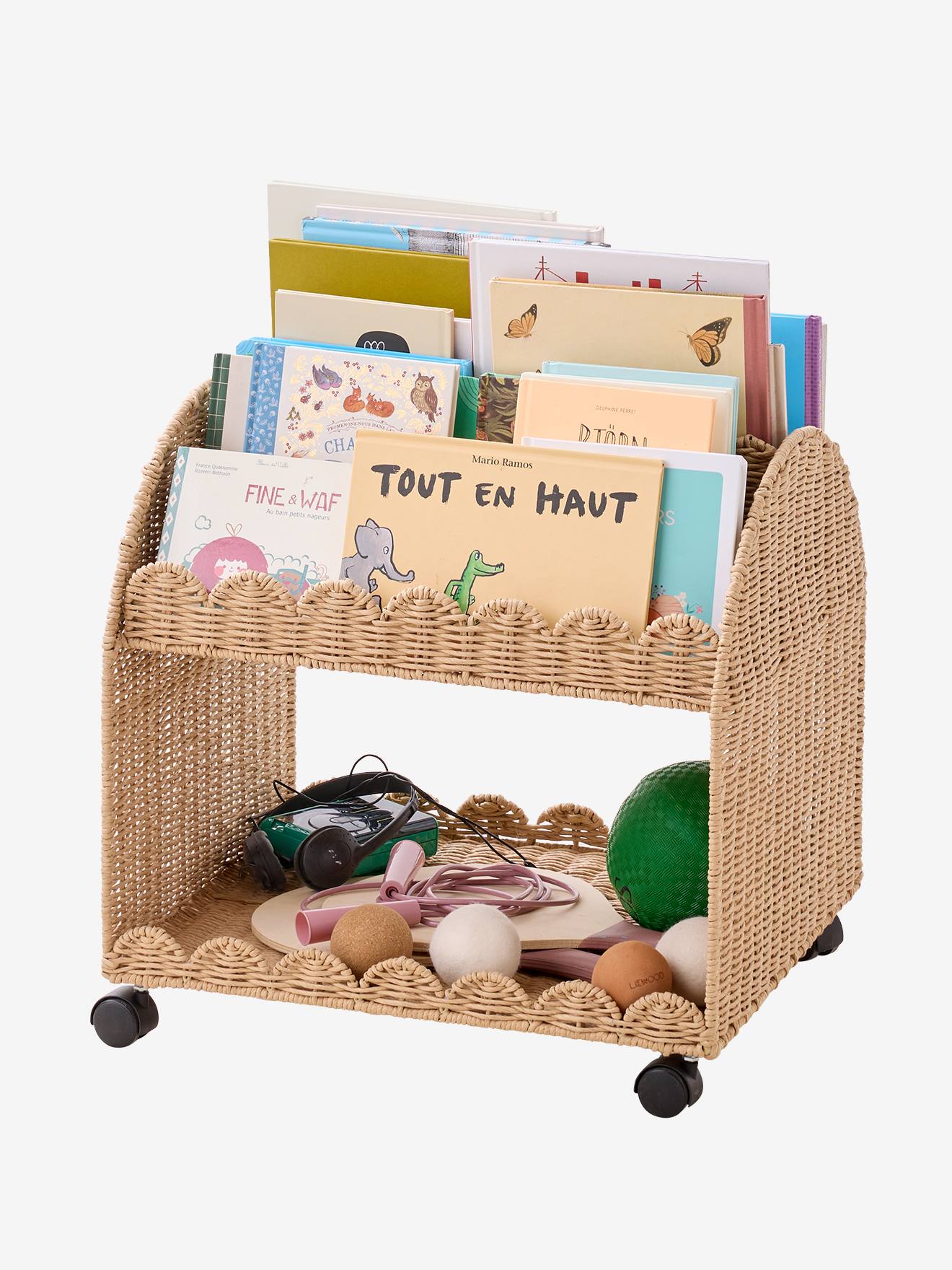 Kleine boekenopslag touw feston beige