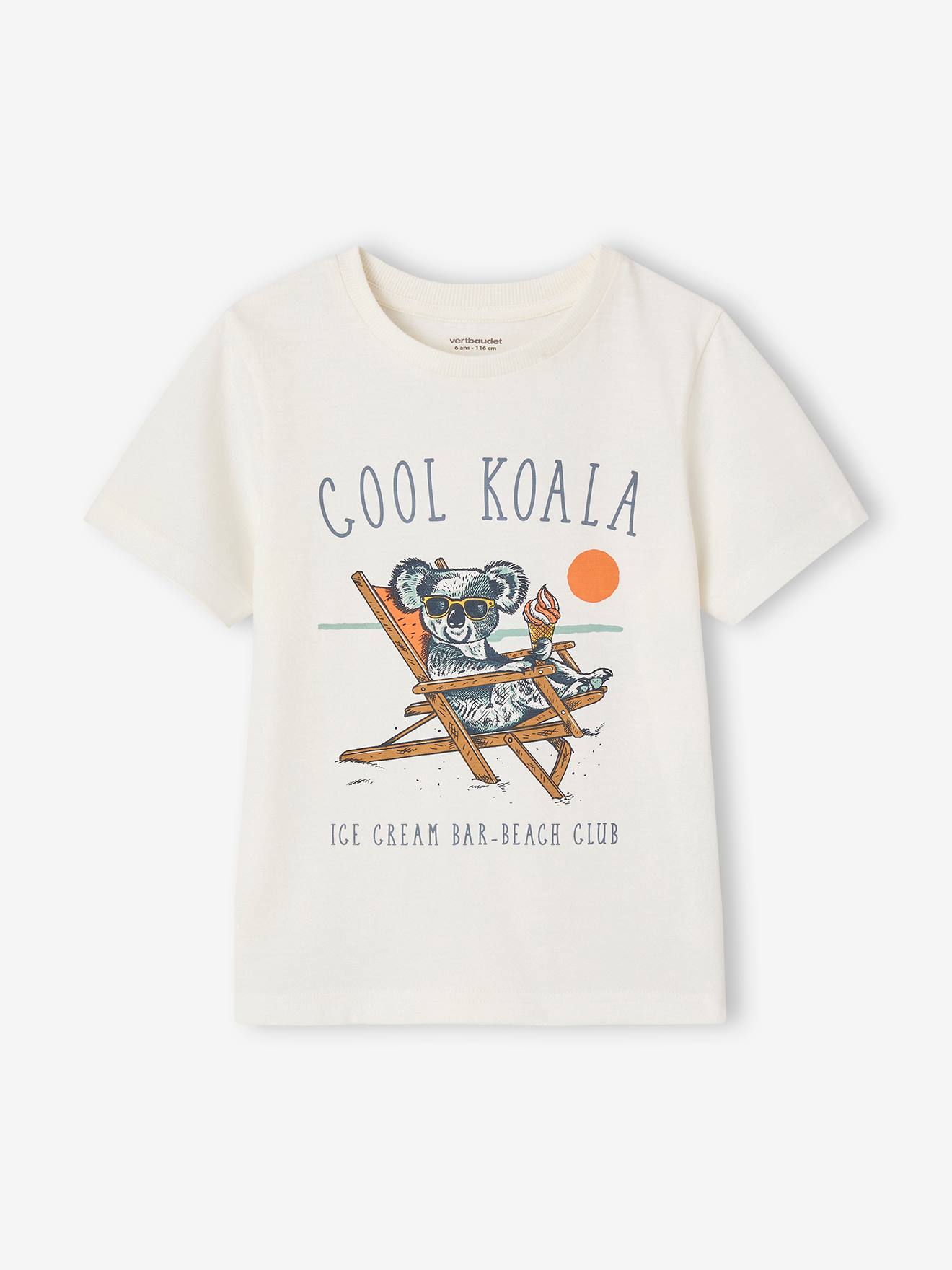 Jongensshirt met leuk dierenmotief vanille