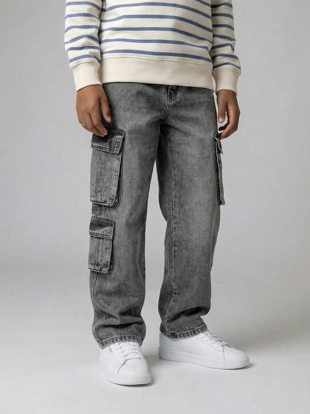 Denim loose battle jongensbroek denimgrijs