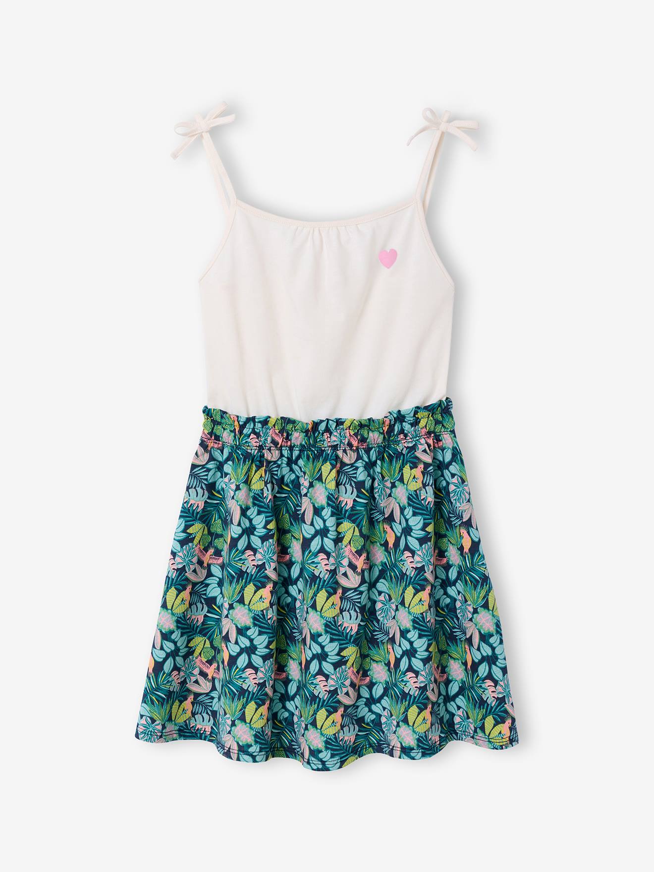 Meisjesjurk met fijne bretels marineblauw