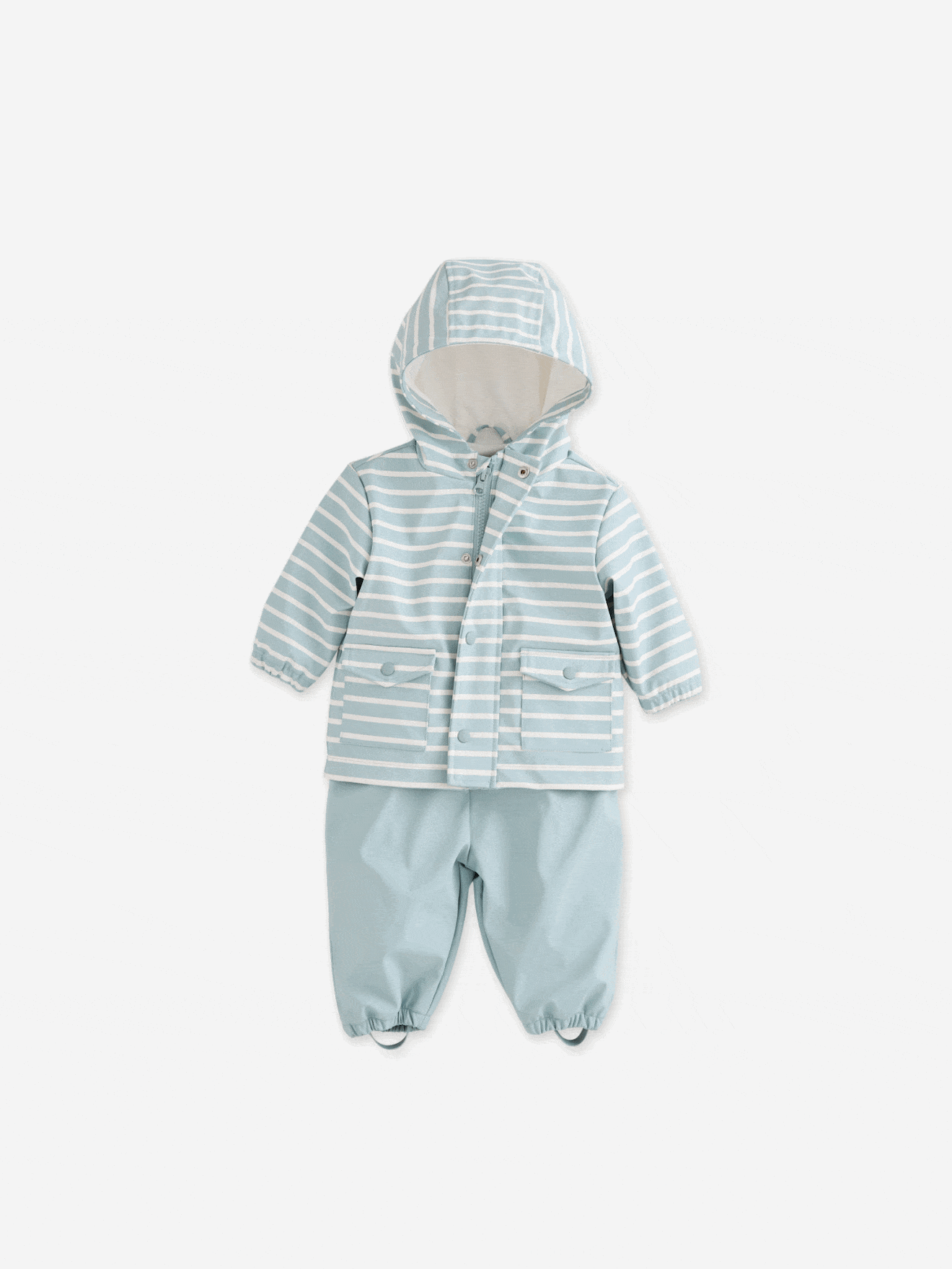 Regenjas en broek babyset voor jongens grijsblauw