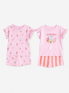 Meisje-Set van 2 pyjama short met korte mouwen voor meisjes