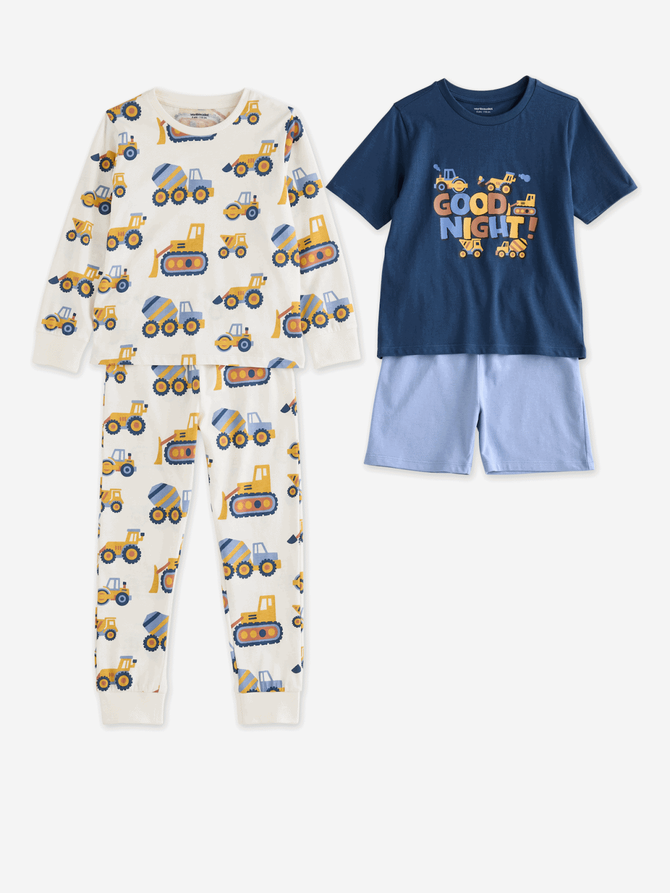 Set van 2 korte en lange pyjama's oceaanblauw
