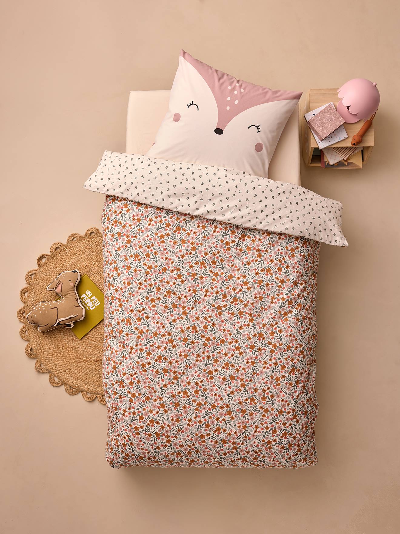 Kinderbedset Magicouette RETROFLOWER wit, bedrukt