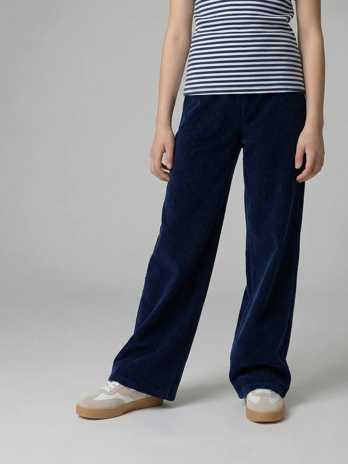 Wijde broek fluweel / velours marineblauw