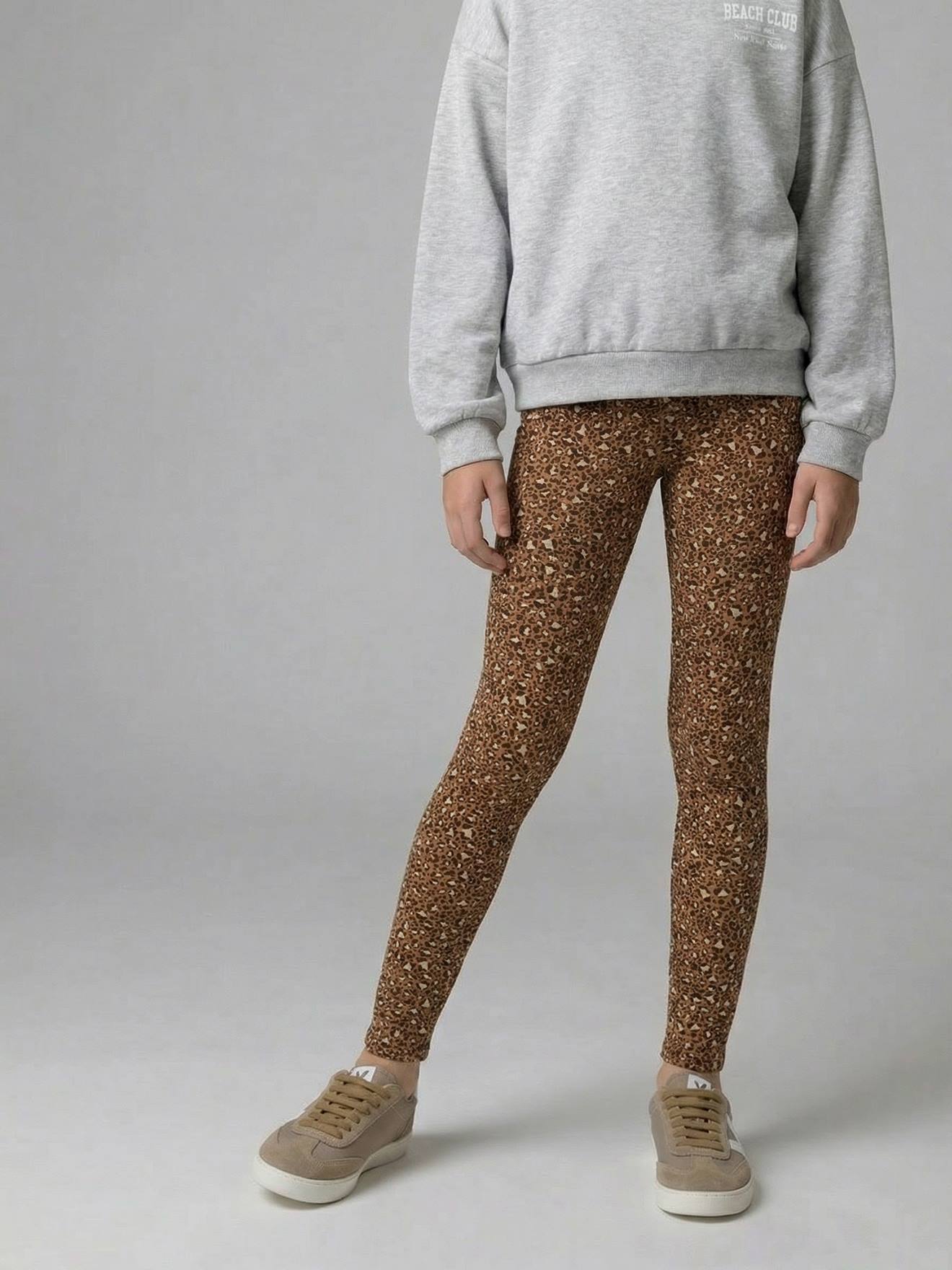 Lange legging met print bruin