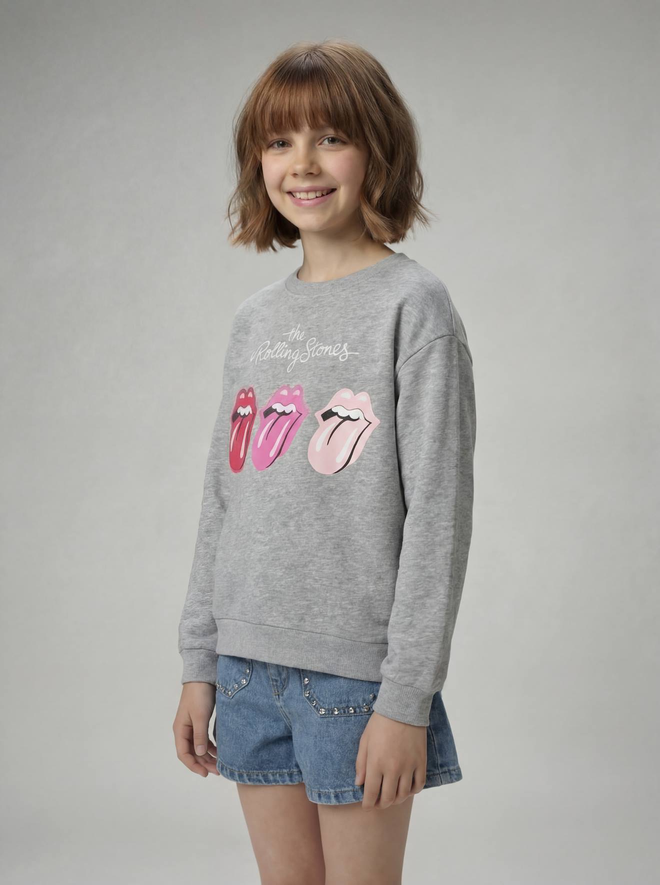 Sweater meisje ROLLING STONES gemêleerd grijs afbeelding
