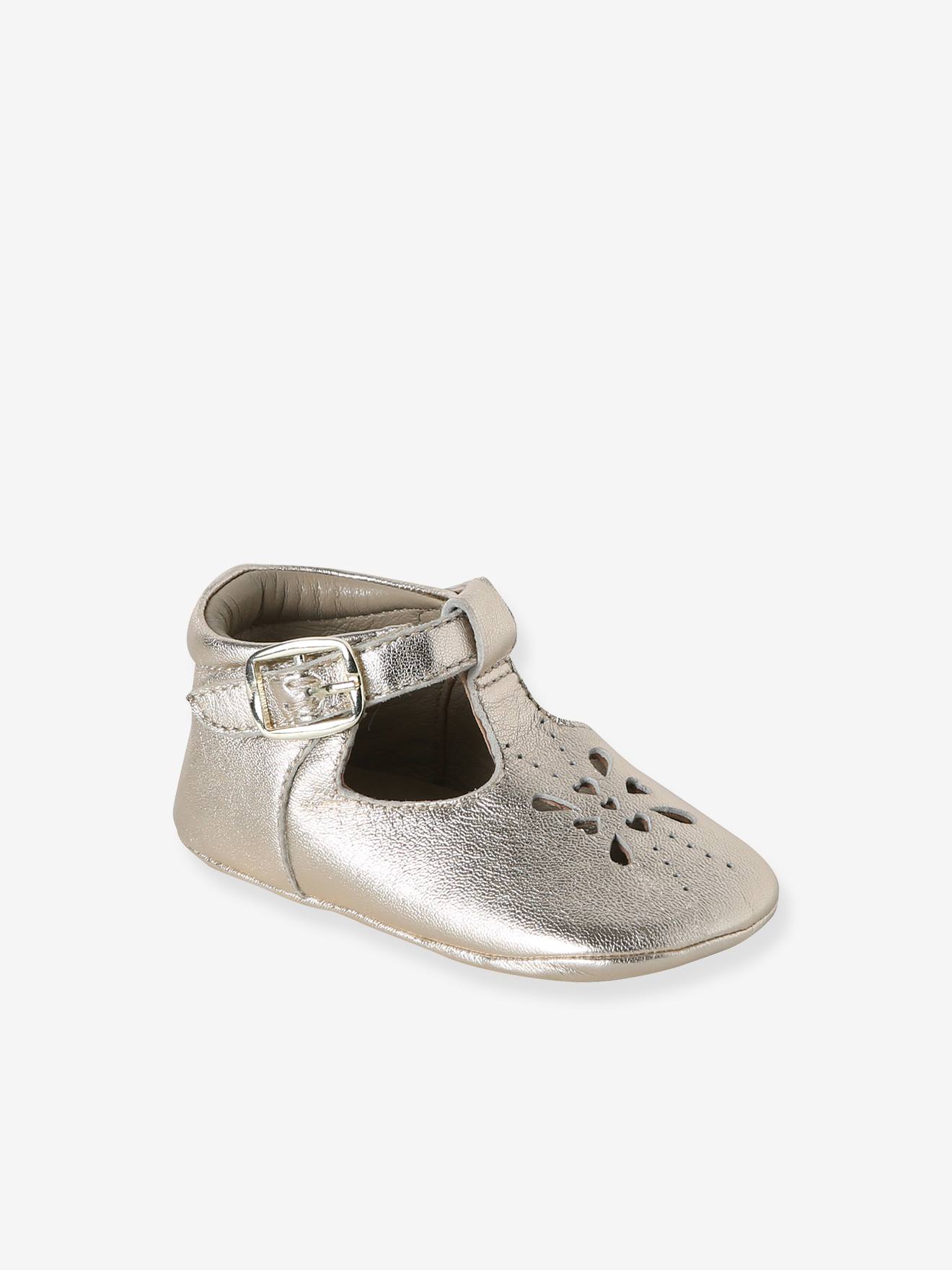 Baby sloffen leer goud
